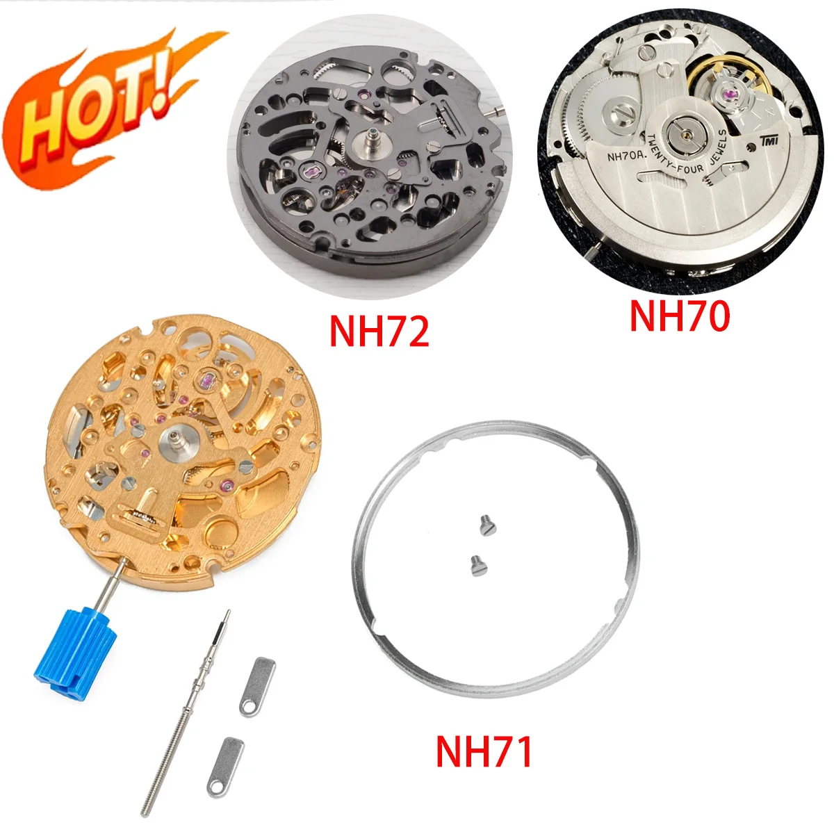

NH71 NH72 NH70 High Accuracy Skeletonized Japan Original Movement Automatic Self-winding 24 jewels Mechanism Modification Parts