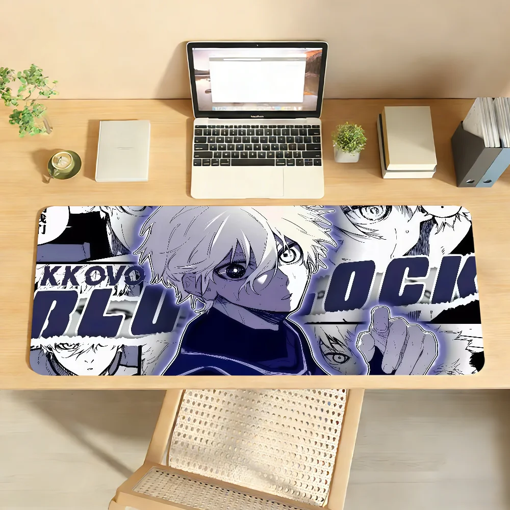 Anime B-Blue L-Lock Nagi Kaiser Isagi Yoichi Ryusei Mouse Pad For Office Gaming And Keyboards Non-Slip Large Waterproof