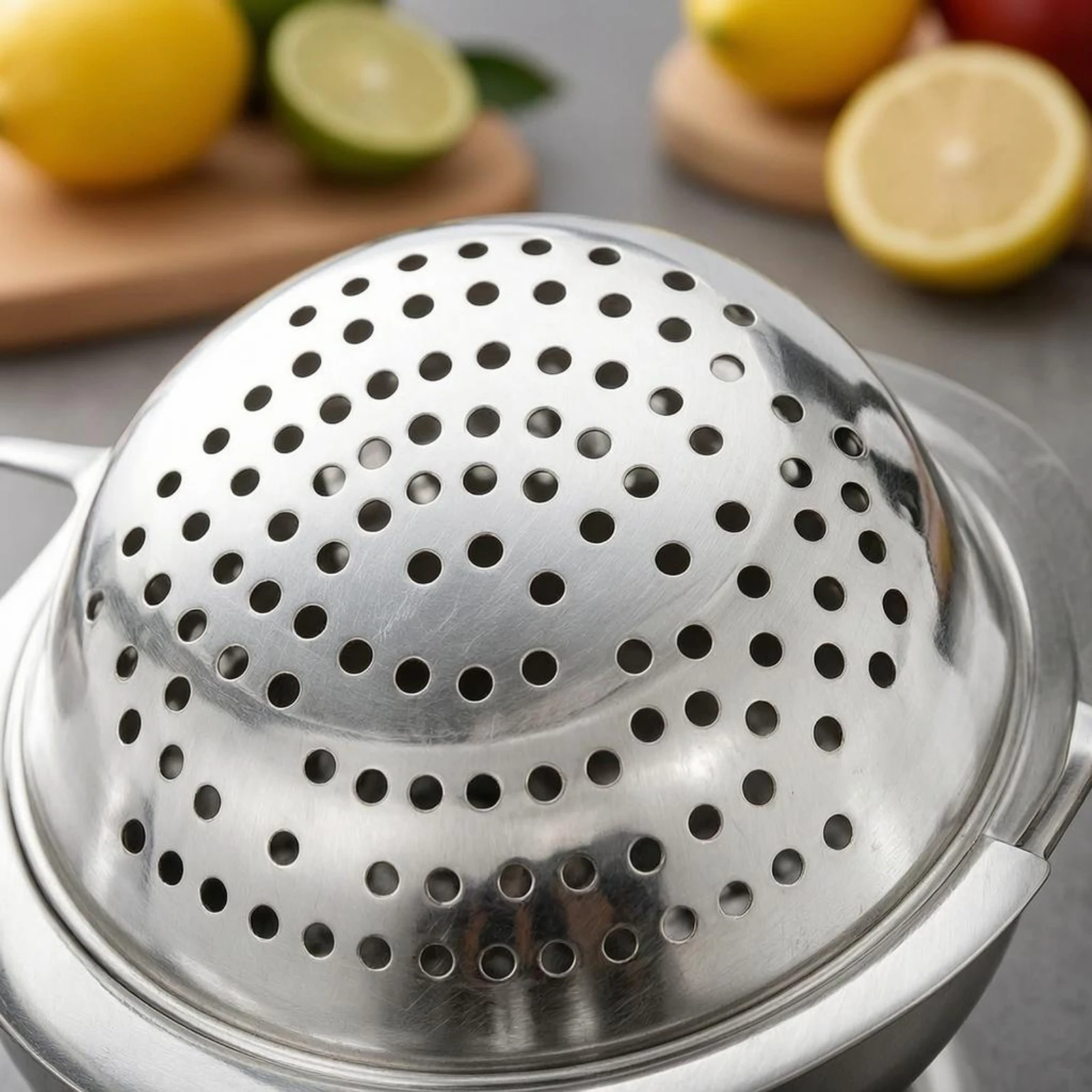 Manual Citrus Juicer Polished Silver Finish Handheld Lemon Press Stainless Steel Juicer Perforated