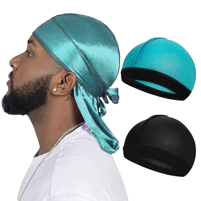 3 TEILE/LOS Lange Seidige Durag Lange Schwanz Seidiger Schal Muslimischen Doo Rag Piraten Hut Durag Chemo Turban Pullover Kappe Haar Band bandanas – Detail 10