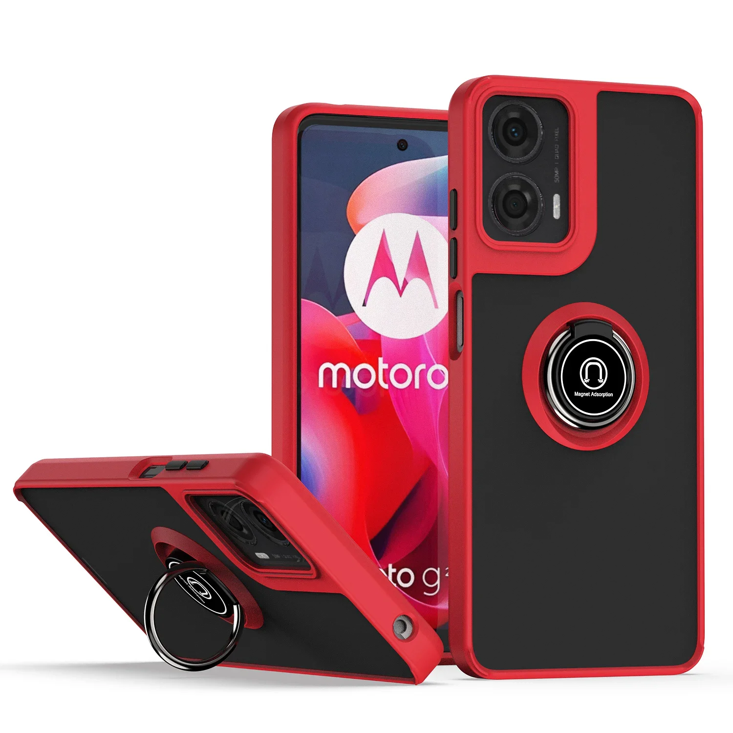 Motorola G42 G52 G22 G31 G41 funda con anillo para Moto G51 G31 G60 G50 G30 G20 E30 E50 Fusion Neo Pro para Magsafe cubierta trasera magnética ﻿