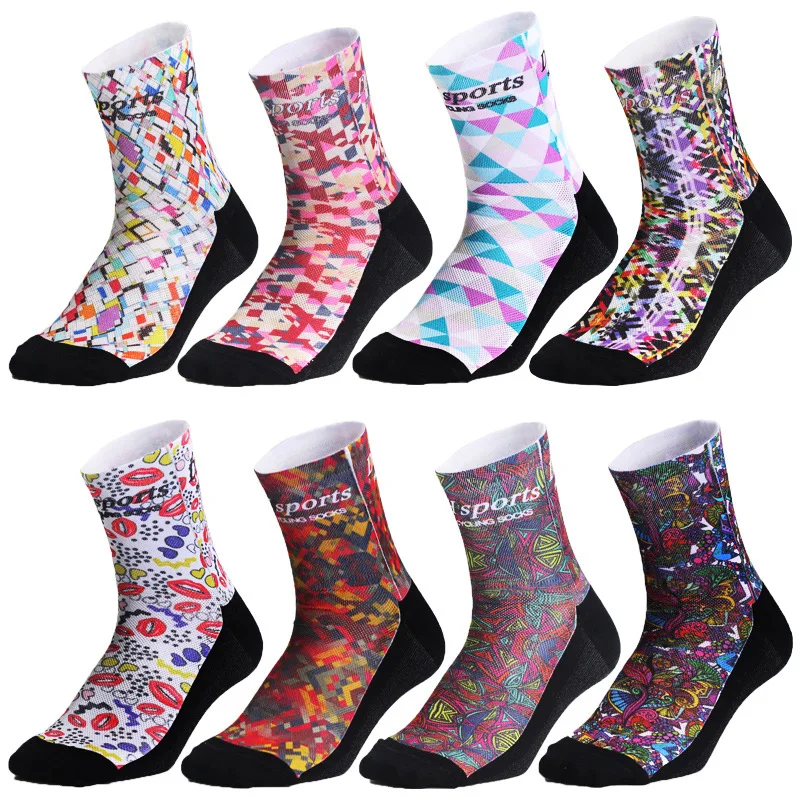 

New Printed Cycling Socks Sport Outdoor Professional Wear-resistant Breathable Casual Road Socks