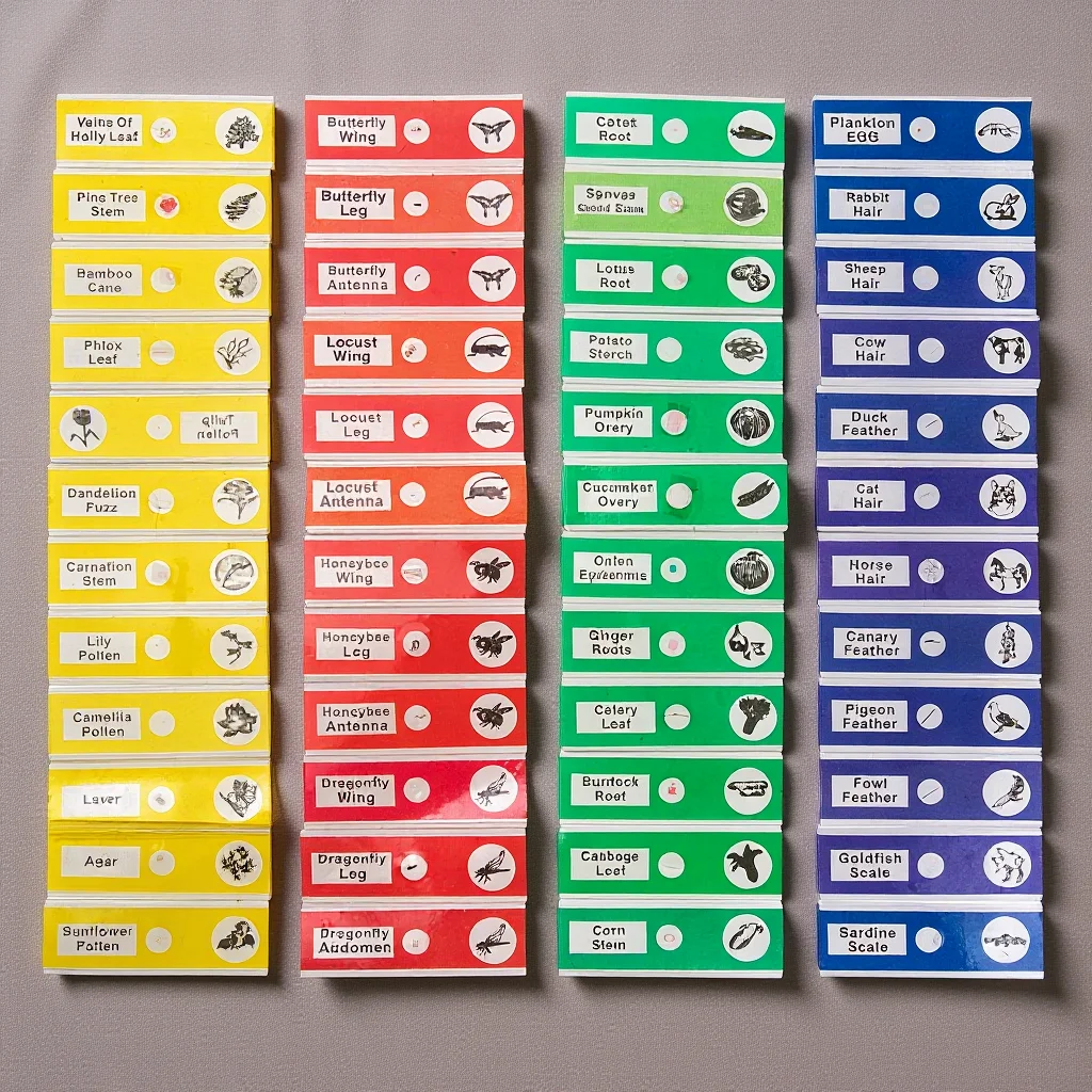 48 قطعة عينة شرائح المجهر الحشرات النباتات لطلاب مستوى الدخول التعليمية متعة التعلم جاهزة شرائح المجهر