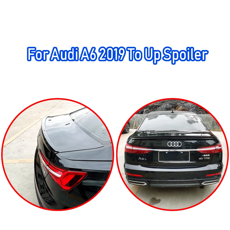 

Car Rear Wing ABS Spoiler Glossy Black Or Carbon Fiber Look Body Kit For Audi A6 C8 2019 2020 2021 2022 to up