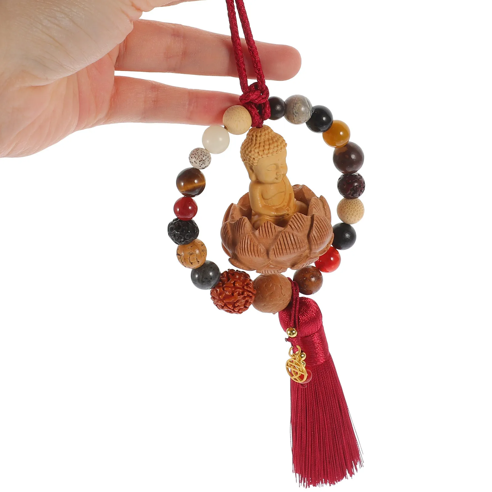 خشبية بوذا قلادة النمط الصيني لوتس منحوتة معلقة حلية لسيارة جدار ديكور المنزل خمر الحرفية سحر فنغ شوي