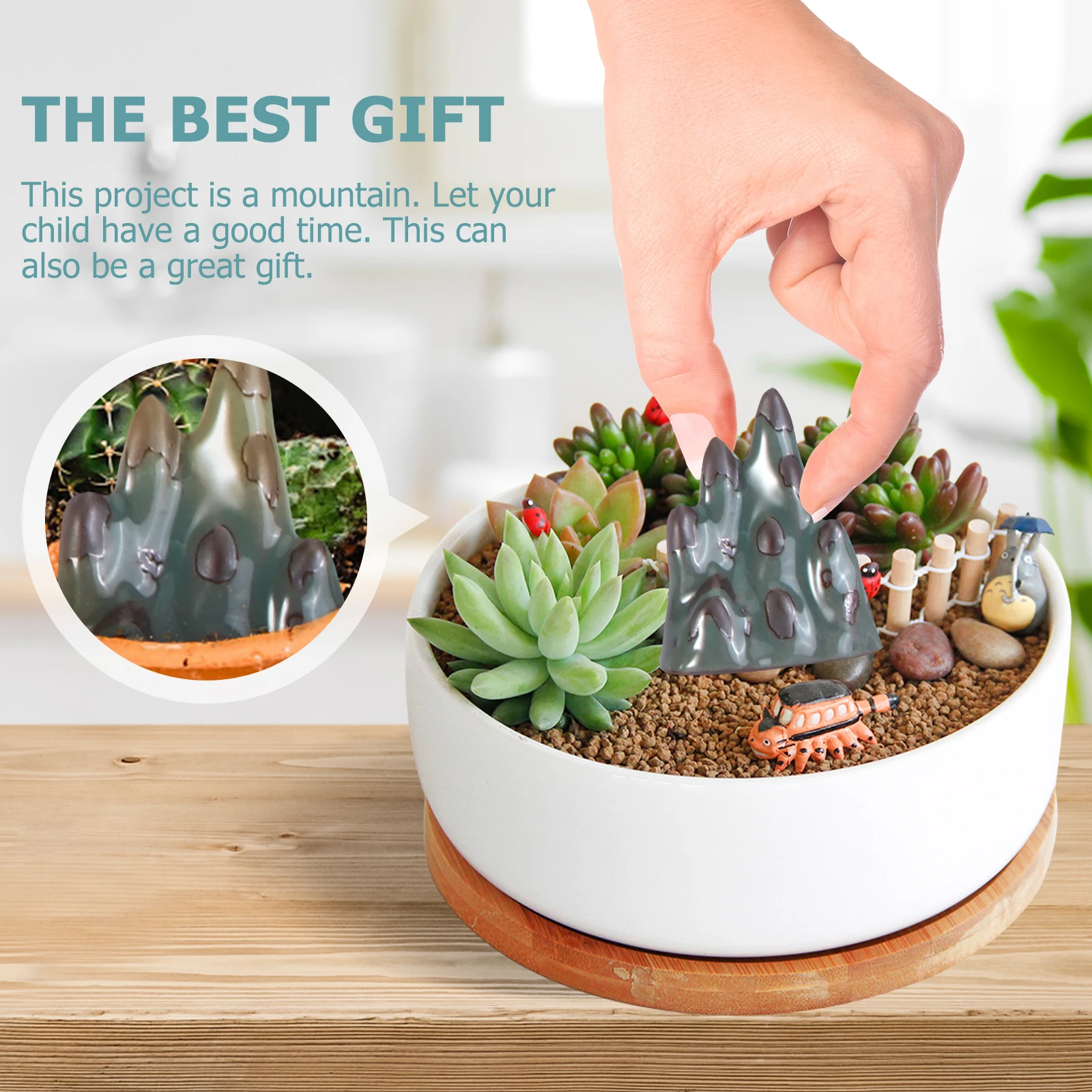 

Ceramic Bonsai Accessories Premium Material Mountain Shape Realistic Miniature Garden Decor Flowerpot Ornament Green