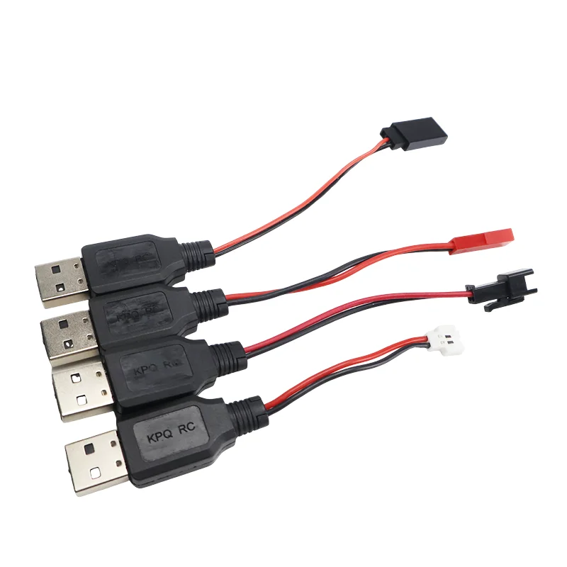 Adaptador convertidor de 2 uds RC USB de carga 3,7 V Cable cargador de batería de litio USB a enchufe JST /SM / Futaba para Dron Quadcopter 3Rc