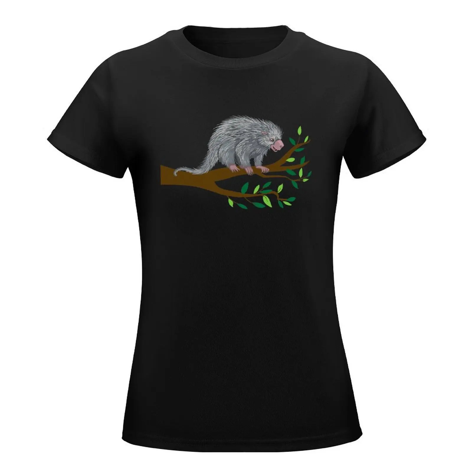 Happiness: Prehensile Tailed Porcupine T-Shirt summer top graphics shirts graphic tees white t-shirts for Women