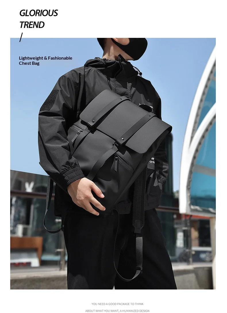 Men PU Backpack Waterproof Laptop Bag Business Casual Travel Flap Rucksack Breathable Back Trolley Case Strap Daily School