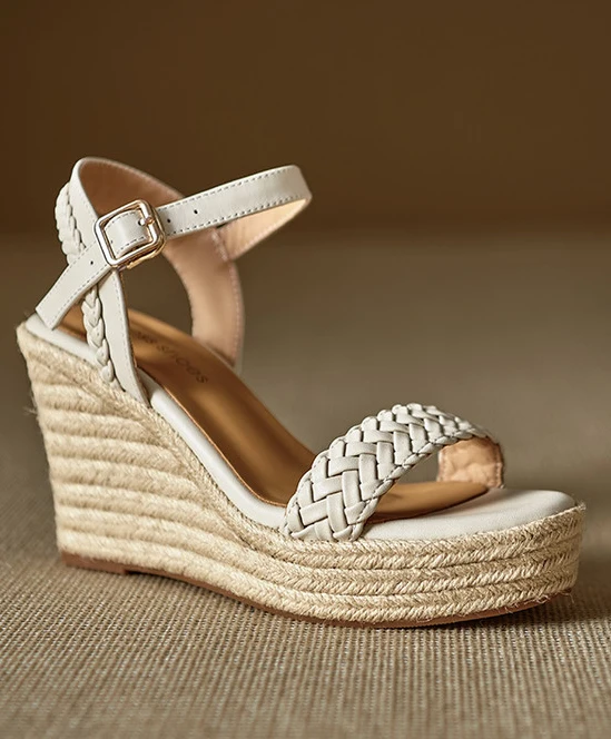 LIHUAMAO: sandalias de plataforma con cuña, zapatos de espadrille de tacón alto para mujer, zapatos tipo salón con suela de cuerda, para uso casual, fiestas y bodas.