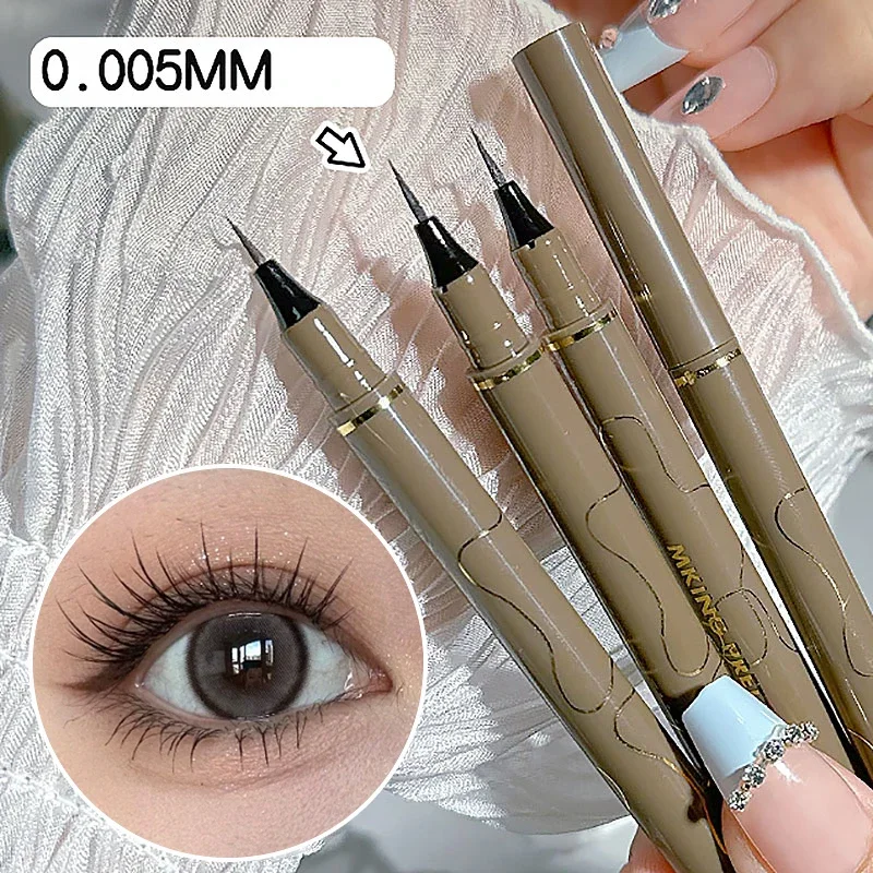 1pc Waterproof Quick Dry Liquid Eyeliner Pen Ultra-fine Matte Finish Smudge-proof Beauty Eye Makeup Black/Brown Options