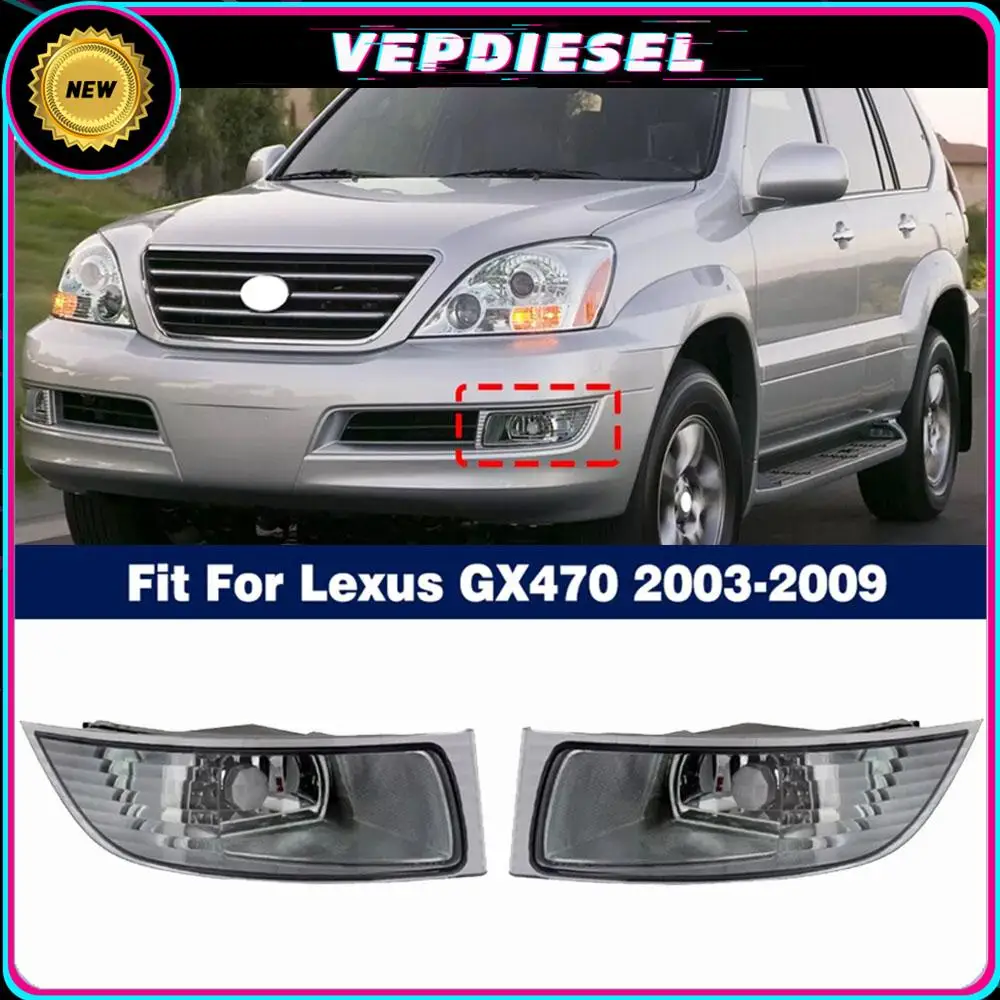 

2PCS Front Bumper Fog Light Driving Lamp Clear Lens For Lexus GX470 2003-2009 Brand New Cars Accessories