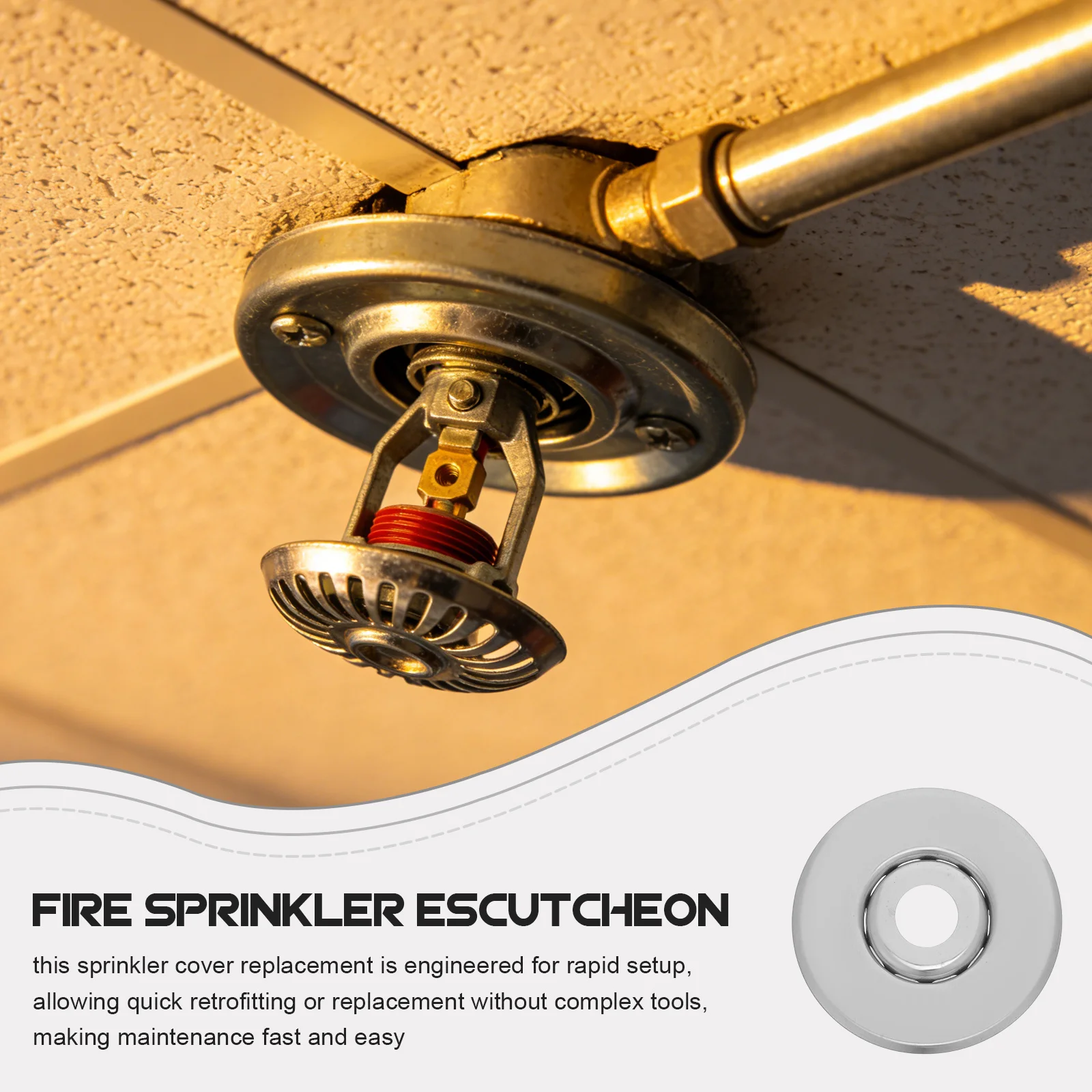 4Pcs Fire Sprinkler Escutcheon Recessed Cover Plate Skirt Trim Easy Installation Heat Resistant for Residential Commercial