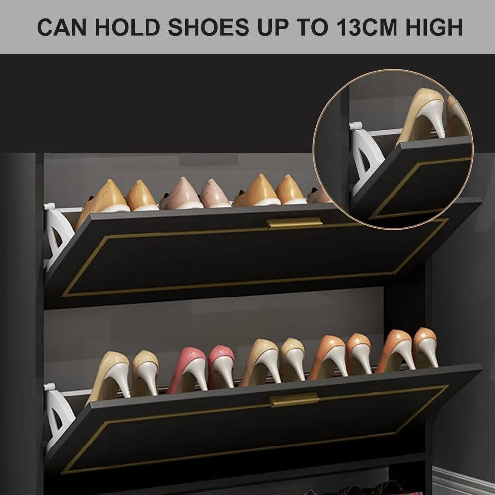 خزانة تخزين الأحذية مع 3 أدراج قابلة للطي للمدخل، ومنظم رف الأحذية النحيف، وخزانة الأحذية المخفية لمساحة المدخل #4