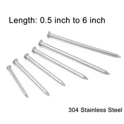 304 Stainless Steel Concrete Nails Cement Wall Woodworking Round Nails Flat Head Elongated Small Nail For Wooden Furniture