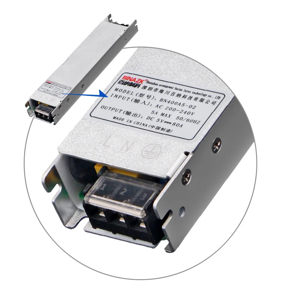 Small Size DC5V 80a 400w Switch Power Supply AC220V To DC Constant Voltage Transformer Driver 220*48*26mm image 3