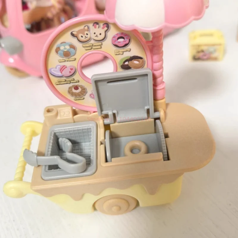 Original Sylvanian Families Didi Donut Vending Car Girl Accompanies Sitcom Toy Playing House Toys For Children Birthday Gift Toy