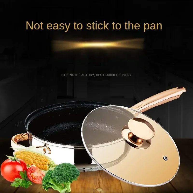 Frying Pan 5 Layers of High-quality Stainless Steel Non-stick Frying Pan Cooking Pot Steak Skillet Kitchen Pans  Pots and Pans