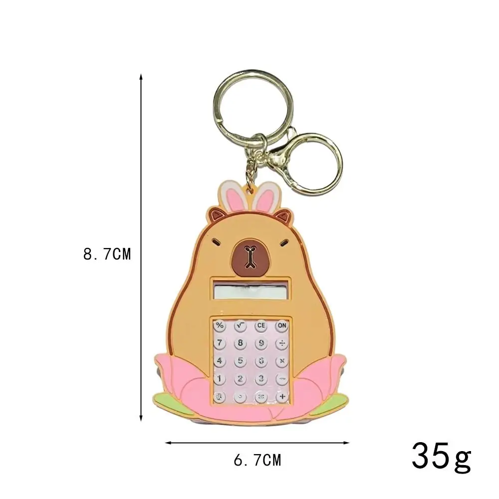 Cute Silicone Kapybara Calculator Cartoon Kapybara Little Pufferfish Calculator Stationery Keychain Pendant