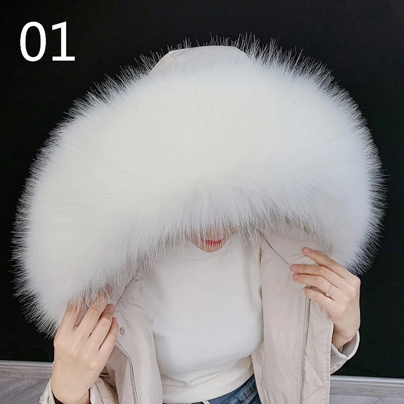 80cm Faux Raccoon Fur Scarf Winter Hood Fur Decor Shawl Multicolor Fake Fur Scarf Winter Coat Fur Collar