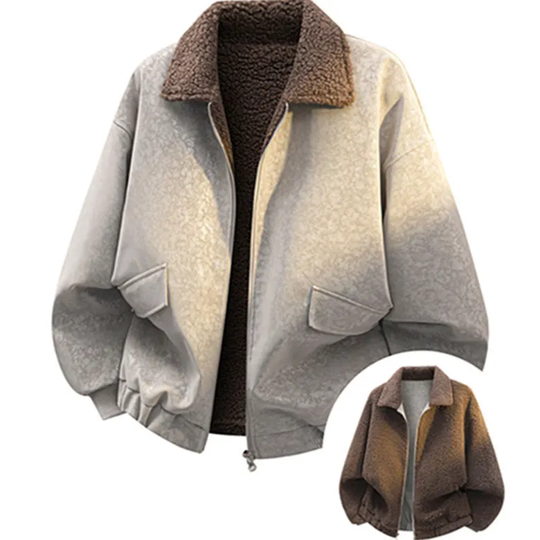 

Мужская зимняя куртка Sli Cotton Jaet, двусторонняя, из овечьего вельвета, свободного кроя, с эффектом высококачественного материала, с воротником, модная