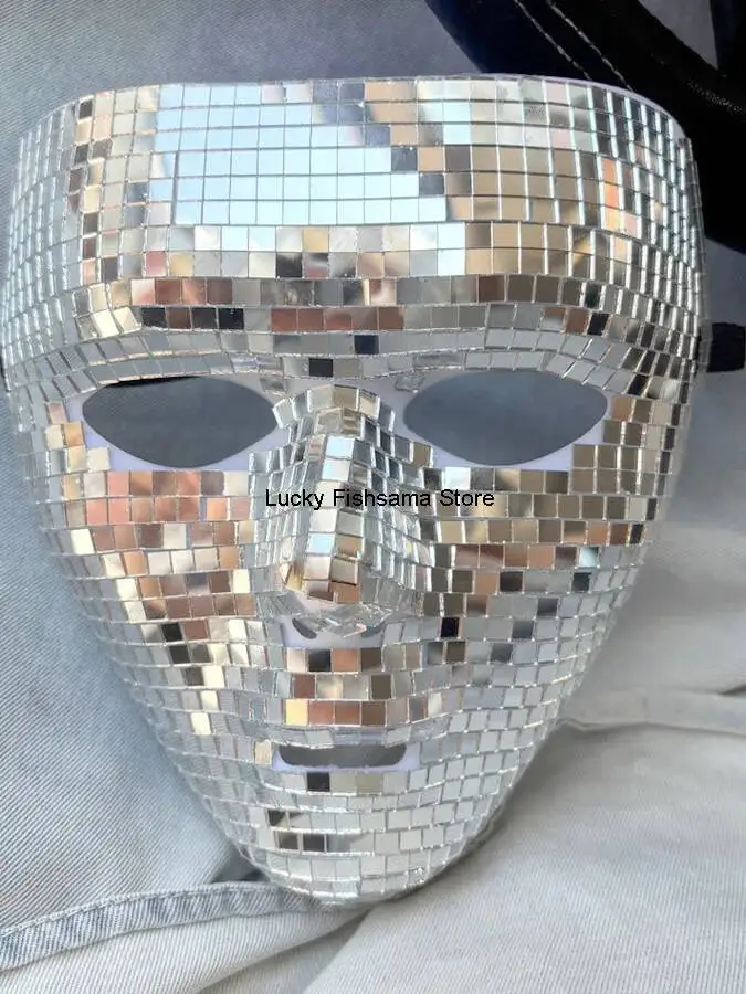 Halloween Full Face Masquerade Costume Mask For Men And Women Stylish Mirror Mask Reflective Glass Handicraft Presale