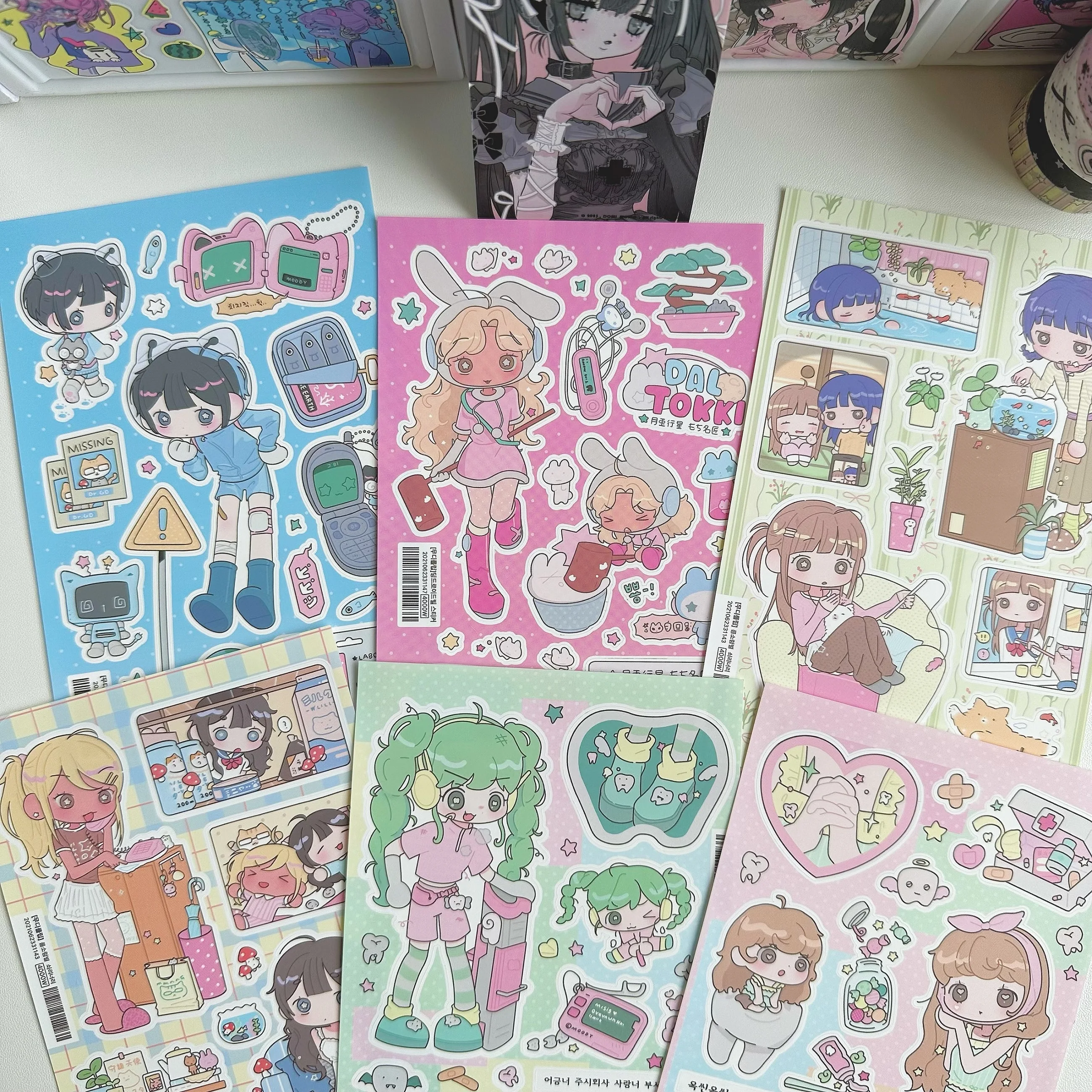 Pegatinas coreanas, pegatinas japonesas Shibuya para chica, pegatinas de personajes Kawaii, manual, diario, álbum de recortes, pegatinas DIY