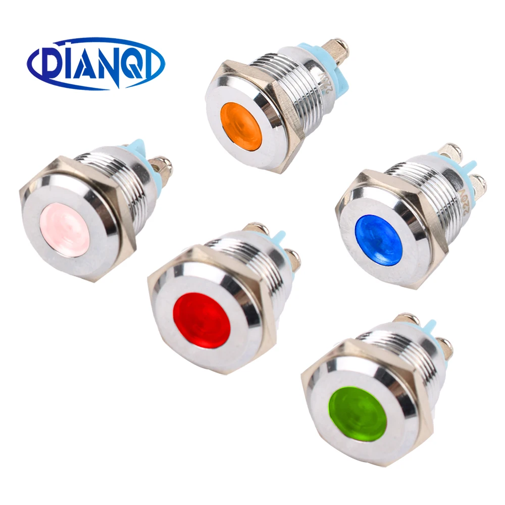 

16mm 6V 12V 24V 220V Metal LED Pilot Panel Dash Signal Indicator Warning light with Screw Terminal Brass Chrome Car Boat