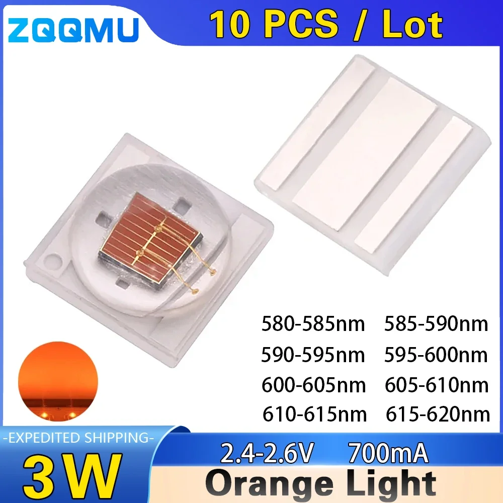 3535 Ceramic 3W LED Chip Yellow Orange Amber Light 580nm 585nm 590nm 595nm 600nm High Power Lamp Bead for Lighting Source