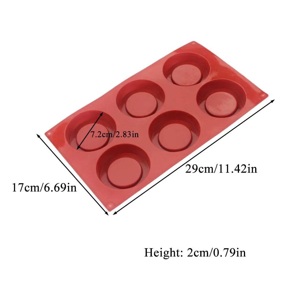 6 Grid Large Round Cylinder Silicone Cake Mold Deep Circle Mousse Dessert Pudding Jelly Candy Handmade Soap Kitchen Baking Mould