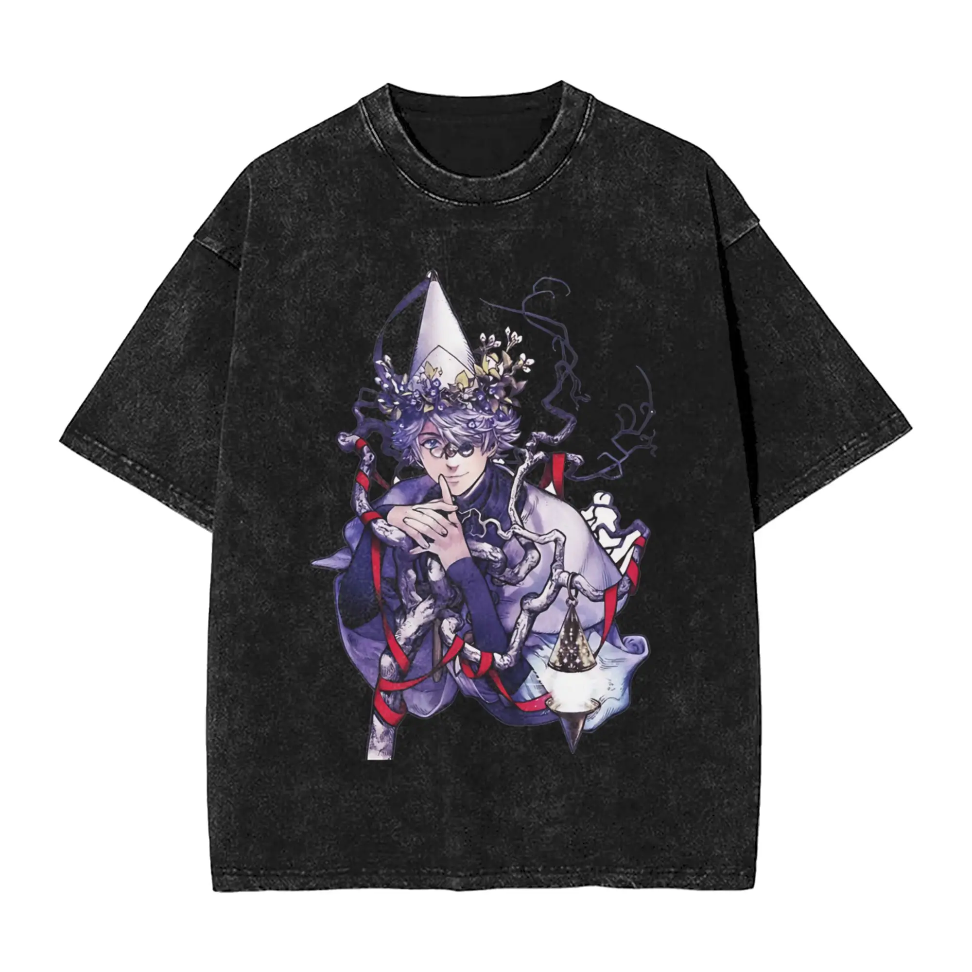 Vintage Washed Anime Witch Hat Atelier Olruggio Manga Print T Shirt Unisex Fans Casual Oversized Streetwear Short Sleeve Tops