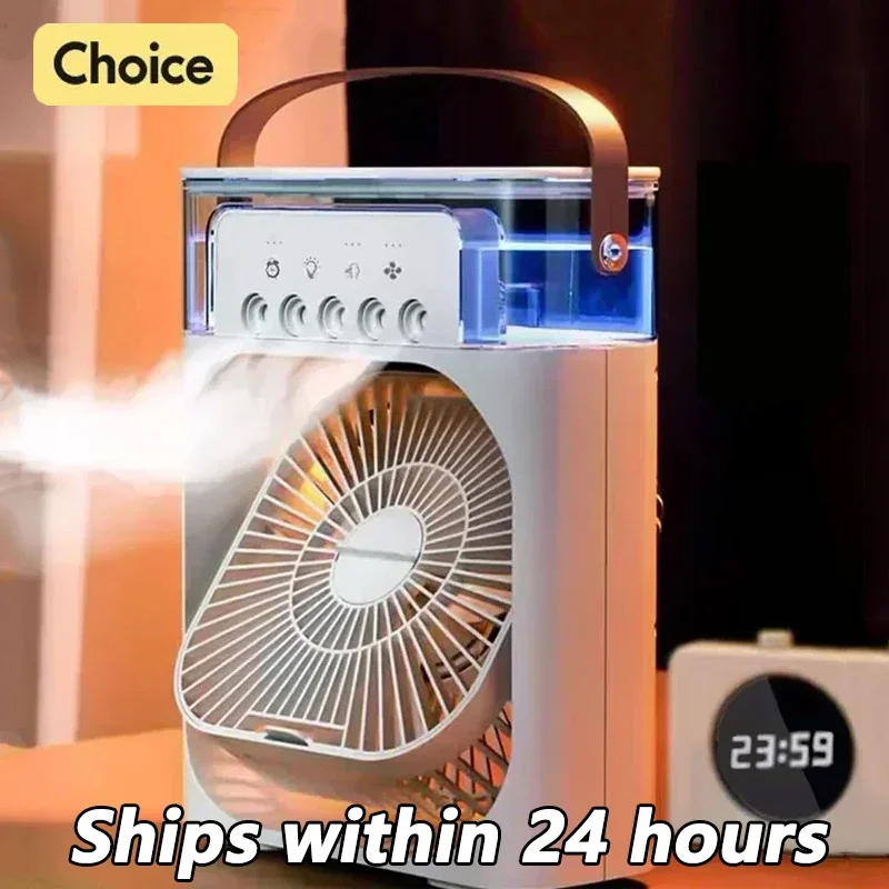 

Portable Humidifier Fan Air Conditioners USB Fan Night Light Water Mist Fun 3 In 1 Air Cooler Humidifie