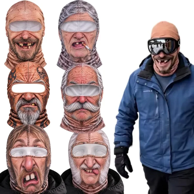 Highquality Multiple Styles Realistic Face Balaclava Funny Old Man 3D Print All Seasons Use for Ski Snowboard Outdoor Activities