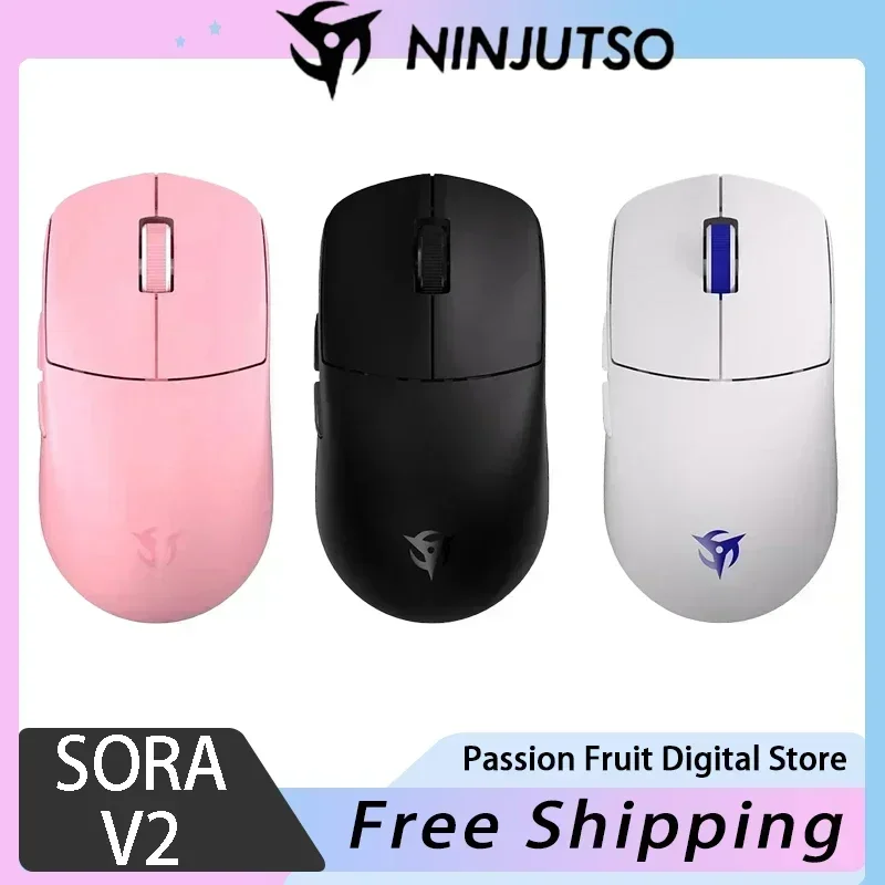 

NINJUTSO Sora V2 2.4G dual-mode e-sports gaming mouse PAW3395 39g lightweight design 26000DPI 8K receiver gaming mouse