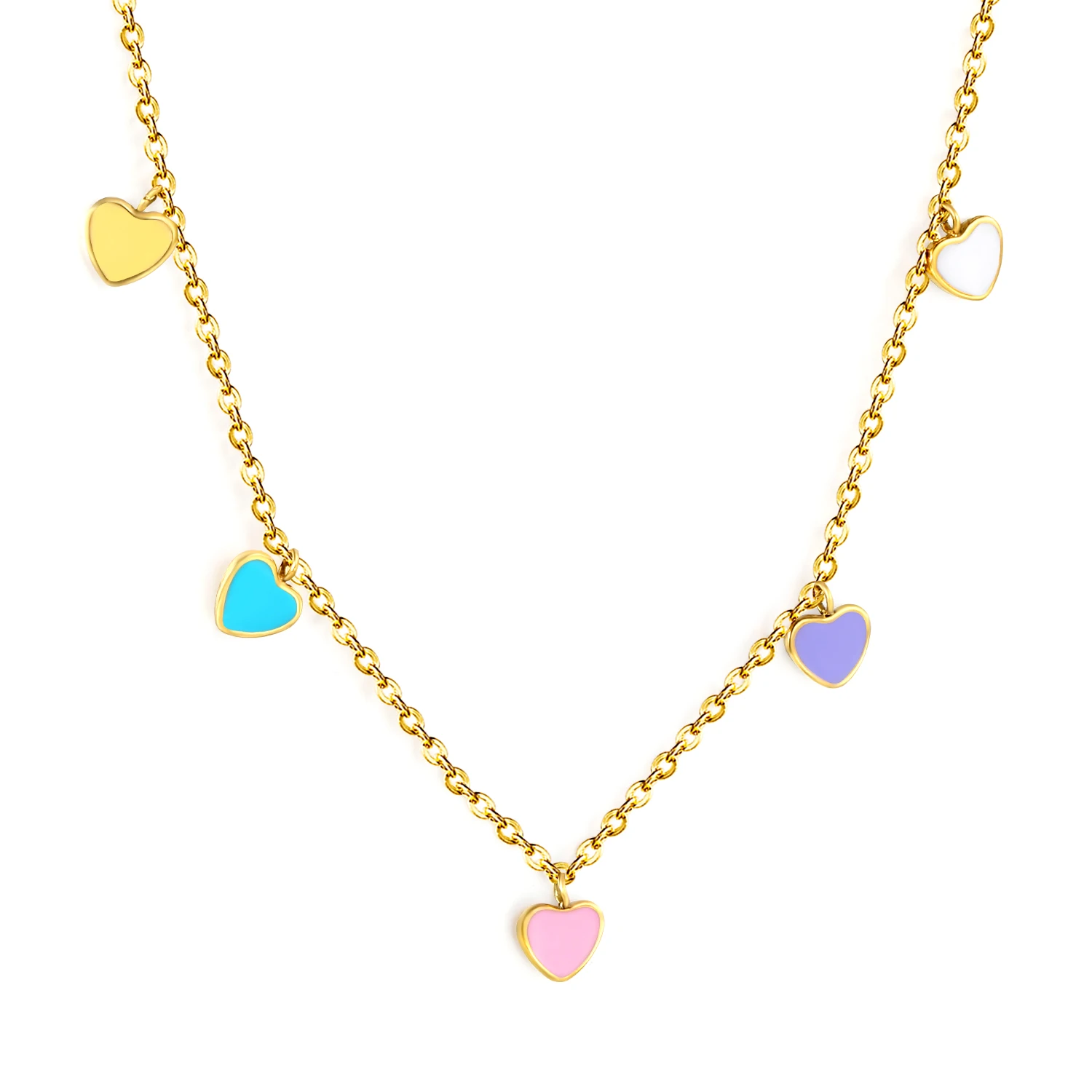 Ggirls – collier avec pendentif en forme de cœur, couleur goutte d'huile, en acier inoxydable, ne se décolore pas, Style romantique, Design de Niche, bijoux de Date