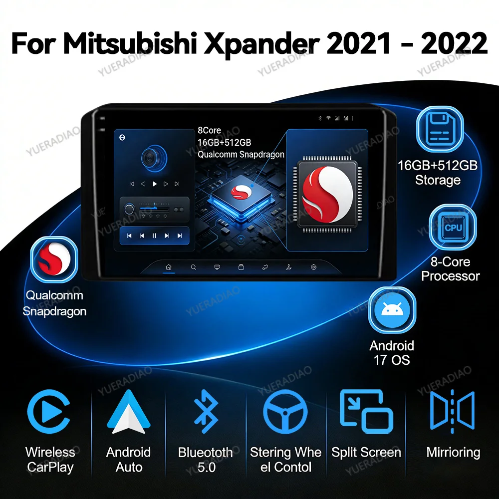 Android 17 Car Radio For Mitsubishi Xpander 2021 - 2022 QLED 4G WIFI Multimedia Video Player GPS NAVI BT 2DIN Qualcomm Head Unit
