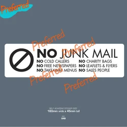 No Junk Mail - No Cold Callers - Front Door Letter Box Sign Sticker for Cup, Laptop, Glass Door Wall Sticker Car Sticker Decal