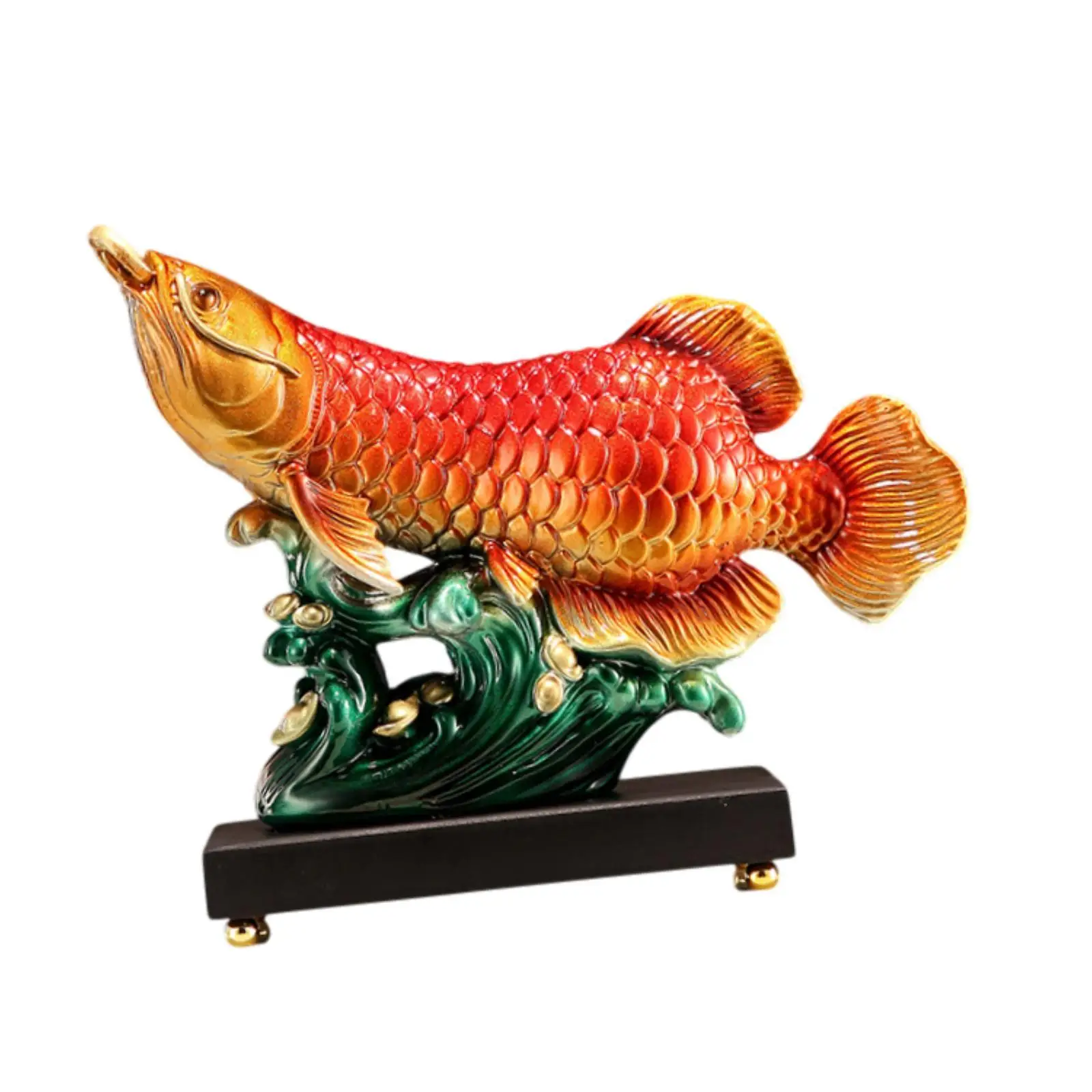 Arowana Fish Statue Resin Collectible Prosperity Sculpture Modern Statue for Bedroom Entrance Desk Fireplace Birthday Gift