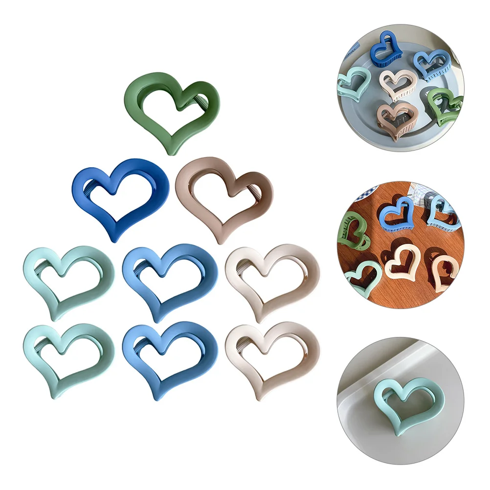 

9Pcs Heart Hair Claw Clips Stylish Acrylic Claws for All Hair Types Perfect for Banquet Birthday Ceremony Cooking Shower Daily