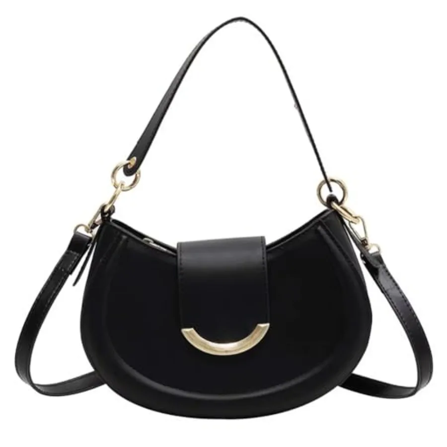 

Women's Leather Shoulder Bag Designer Crossbody Purse Simple Crescent Bag Top Handle Satchel Purse Vintage Tote Bag