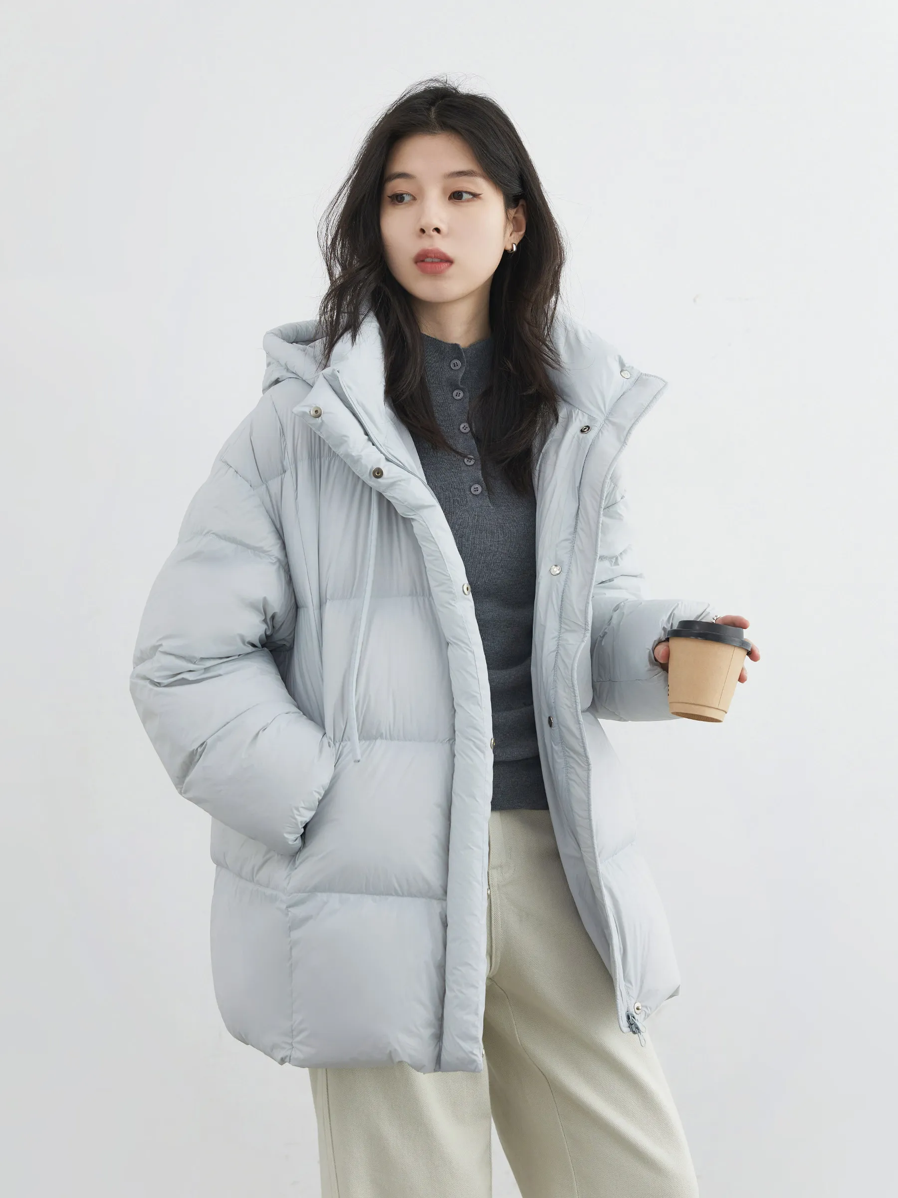 CHIC VEN New Women Down Jacket Solid Loose Casual Hooded Ladies Down Jacket for Woman 90 White Duck Down Coat Autumn Winter 2025