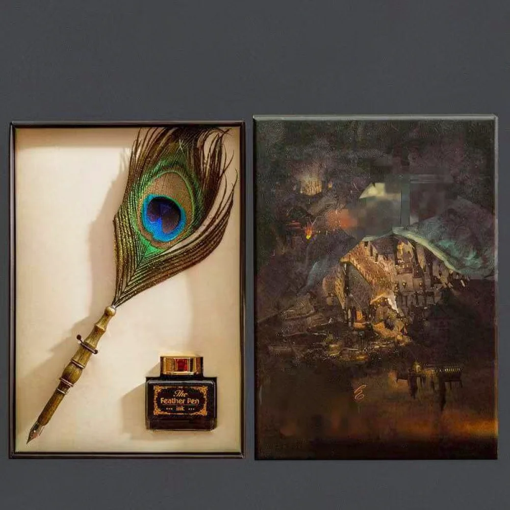 Classic European Style Feather Pen Kit Natural Quill Dip Pen With Multiple Nibs For Gothic Writing Craft Art Stationery Set