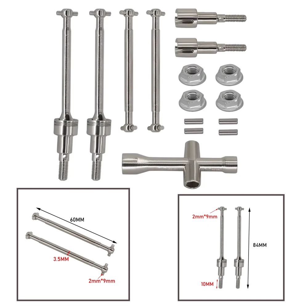 Metal Front Rear Drive Shaft CVD Driveshaft for SCY 16101 16102 16103 16201 Pro 1/16 Brushless RC Car Upgrade Parts