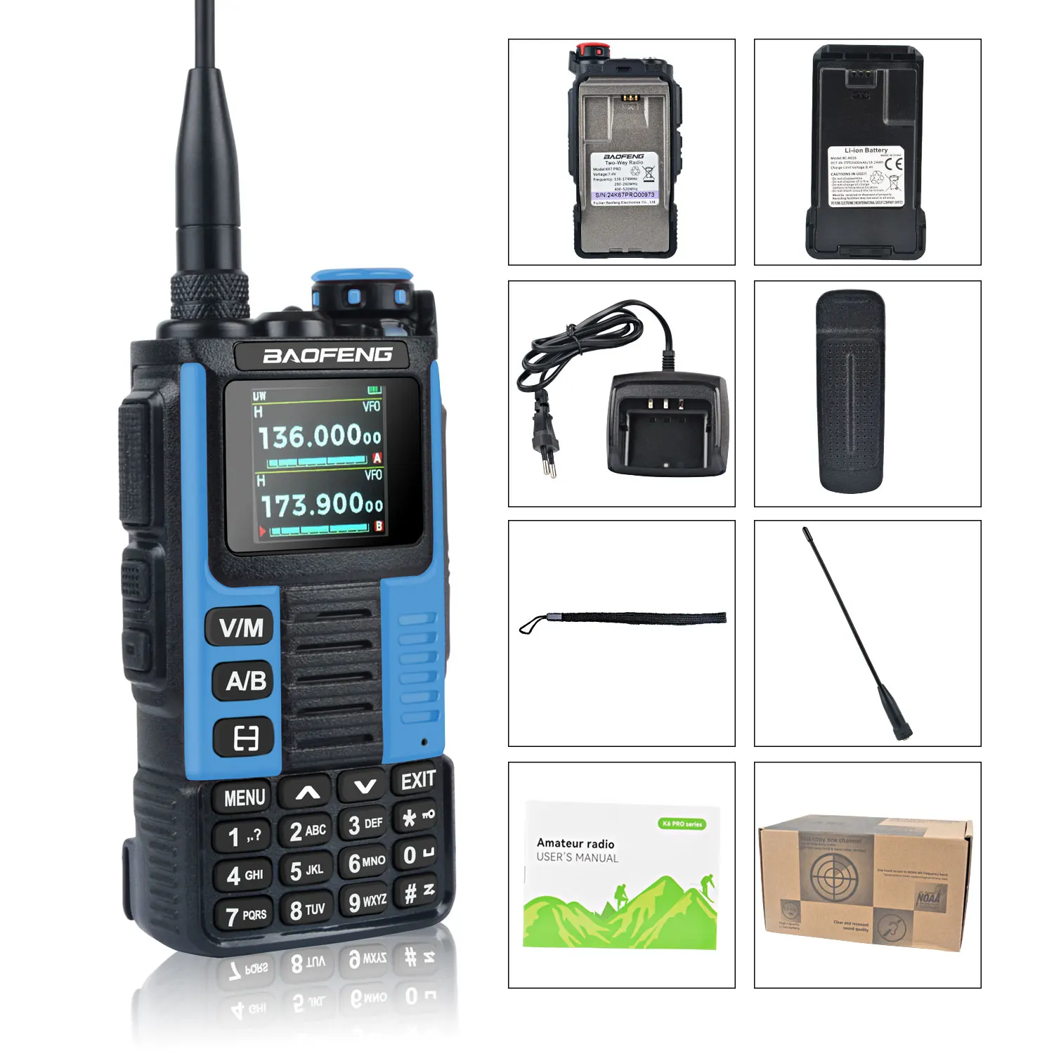 Air Band Walkie Talkie Baofeng K67 Pro Multi-band FM Dual Watch Scramble Amateur GMRS Radio K67Pro met headset en Type-C batterij