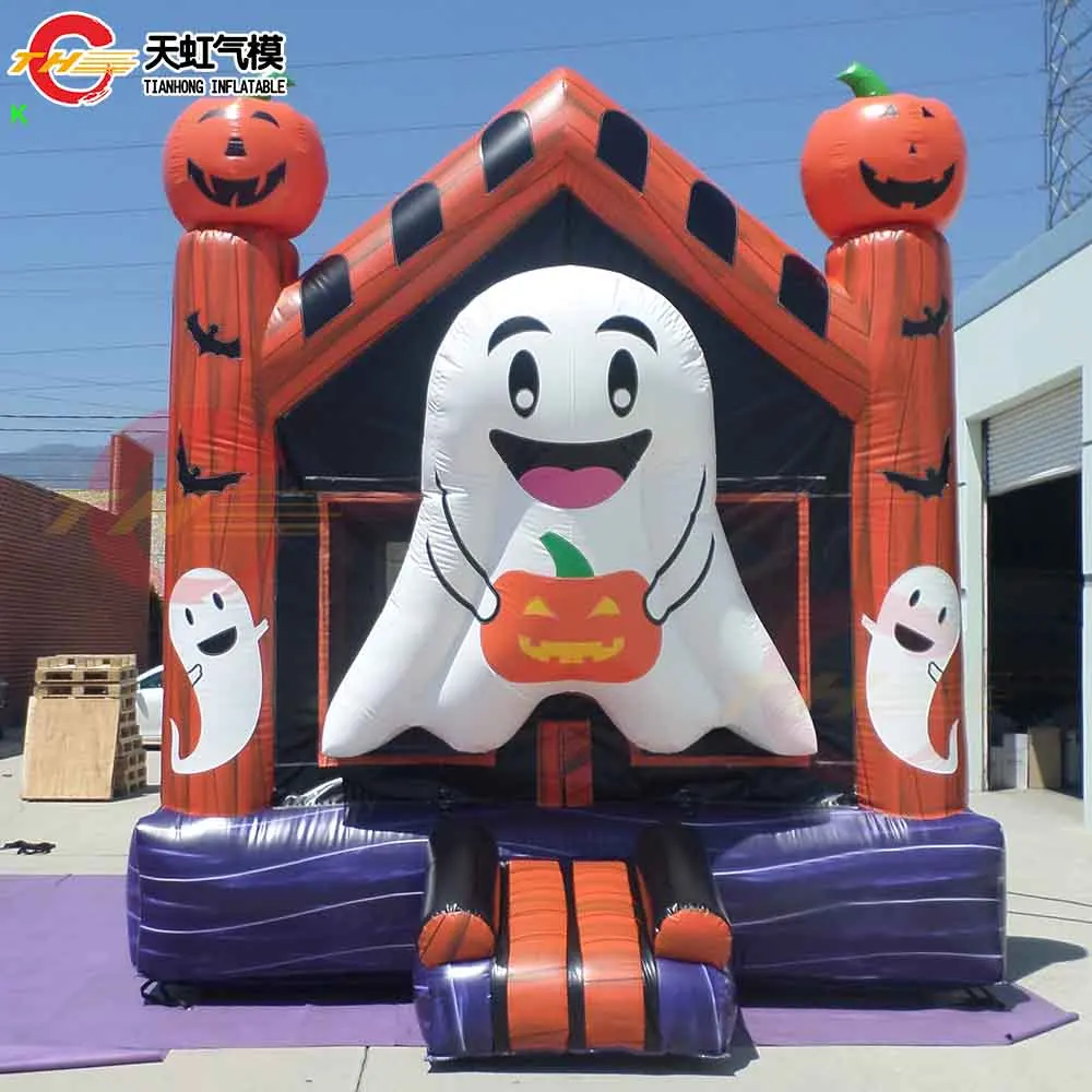 Schnelle Lieferung 13*13ft Halloween Aufblasbare Hüpfer mit Geist Cartoon Kommerziellen Aufblasbare Hüpfburg Schloss für Kinder