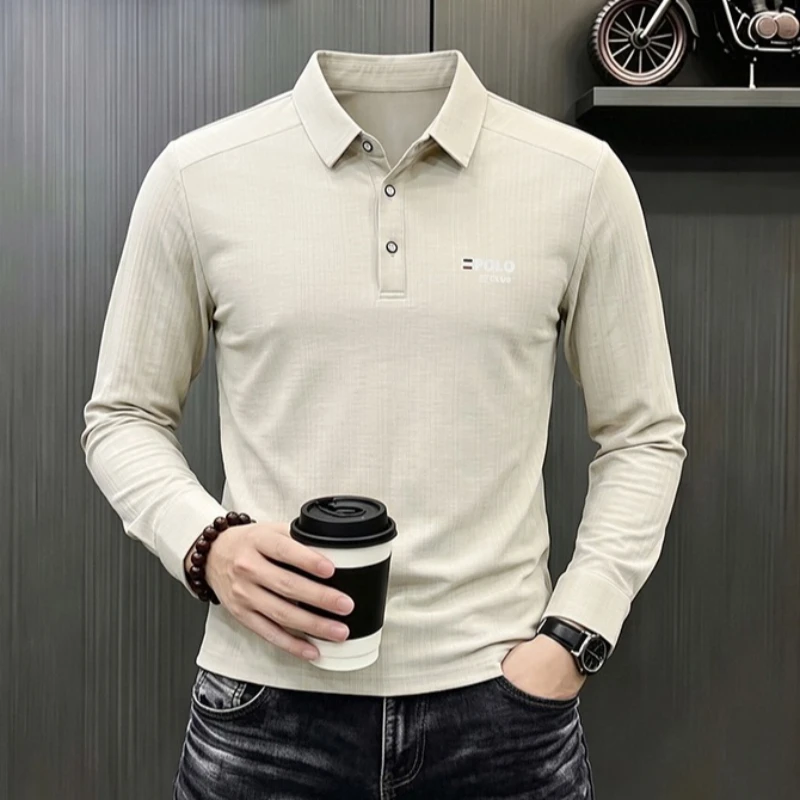 Business Men's Printed Polo Collar T Shirt Casual Short Sleeved POLO Shirts Comfortable Breathable Workwear Top Office T Shirts