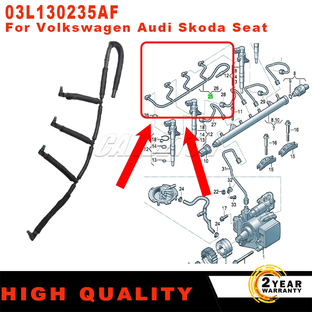 

Новый универсальный обратный перелив топлива, утечка, дизельный инжектор, шланг, линия утечки 03L130235AF для VW Audi Skoda, автомобильные аксессуары