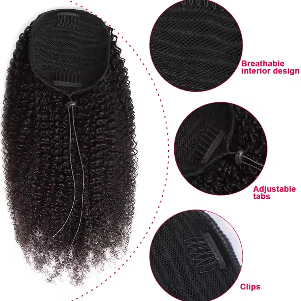 Kinky Curly Drawstring Ponytail Human Hair Extensions 100% Brazilian Remy Human Hair Ponytail Extensions Hair For women