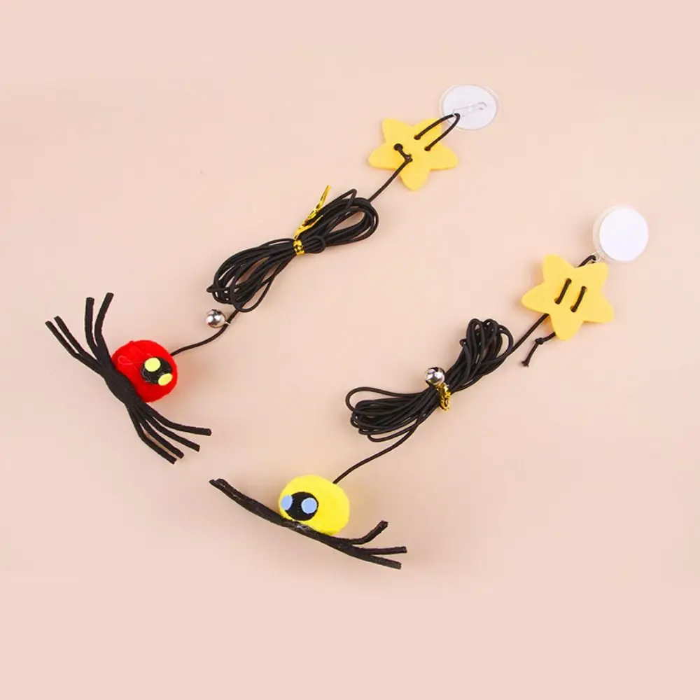 

5pcs Plush Hanging Spider Cat Toy Simulated with Sticky Hook Cat Scratch Rope Durable Cute Elastic Rope Cat Stick Bell Door