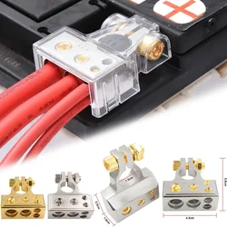 Car Battery Terminal Connectors Kit 1 Pair 2/4/8/10 AWG Auto Audio Positive Negative Battery Post Clamp with Clear Covers Shims
